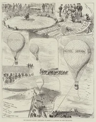 Die Brighton Review, Vorbereitung zum Aufstieg in einem Ballon, um die Schlacht zu sehen